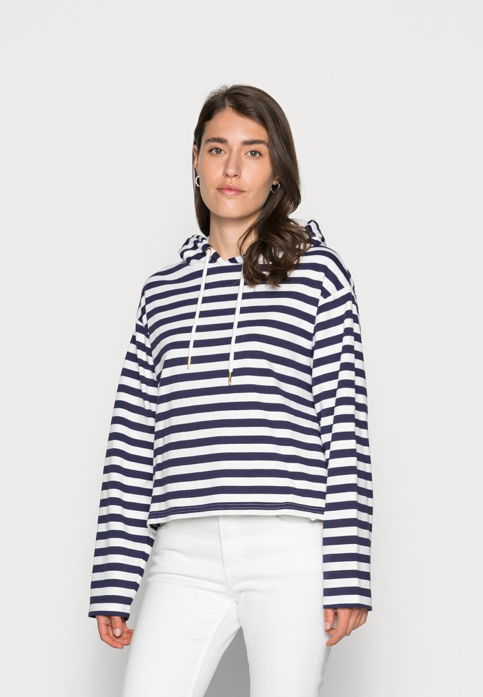 Sweat à Capuche Anna Field STRIPED LOOSE FIT Bleu Foncé Femme | CWA-1680751